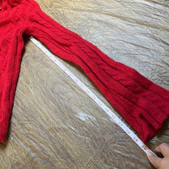 American Eagle Outfitter Hooded Winter Knit Sweater Red 100% Lambs Wool Size M - Picture 15 of 15